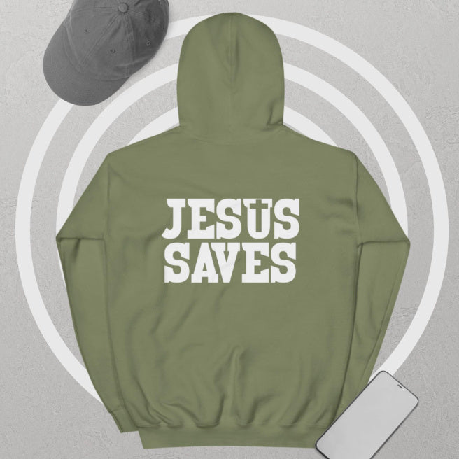 Jesus Saves Printed Cross Hoodie