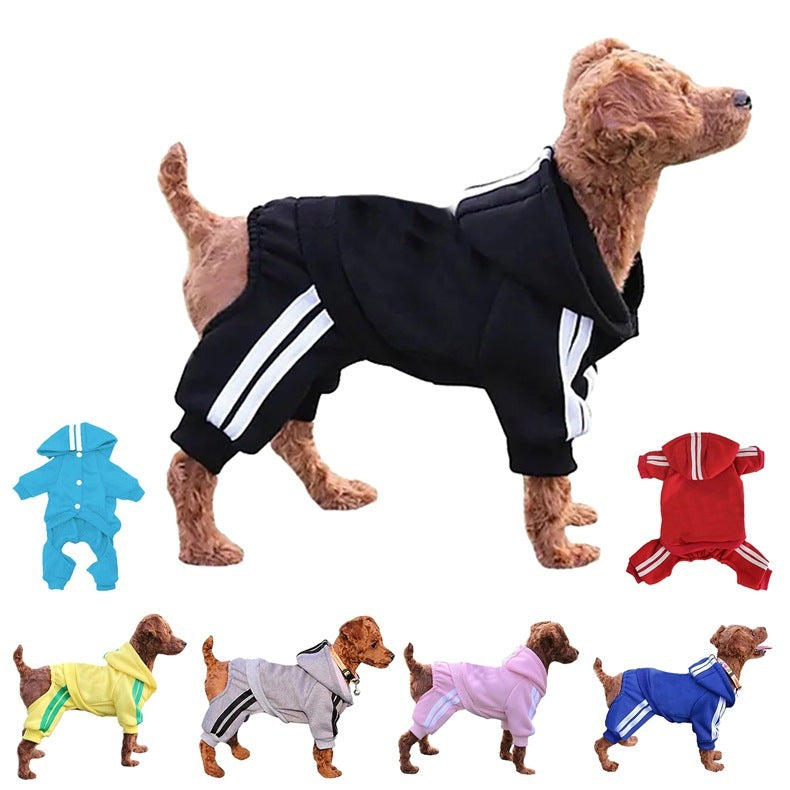 Sporty Striped Dog Hoodie