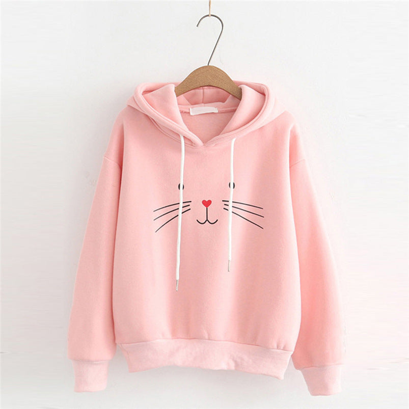Cute Cat Print Hoodie