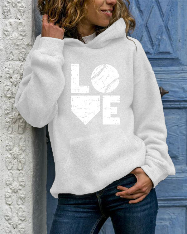 Love Baseball Round Neck Hoodie