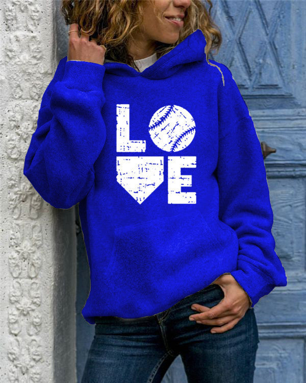 Love Baseball Round Neck Hoodie