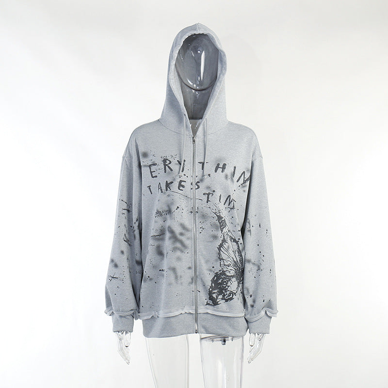 Knitted Butterfly Loose Fit Hoodie