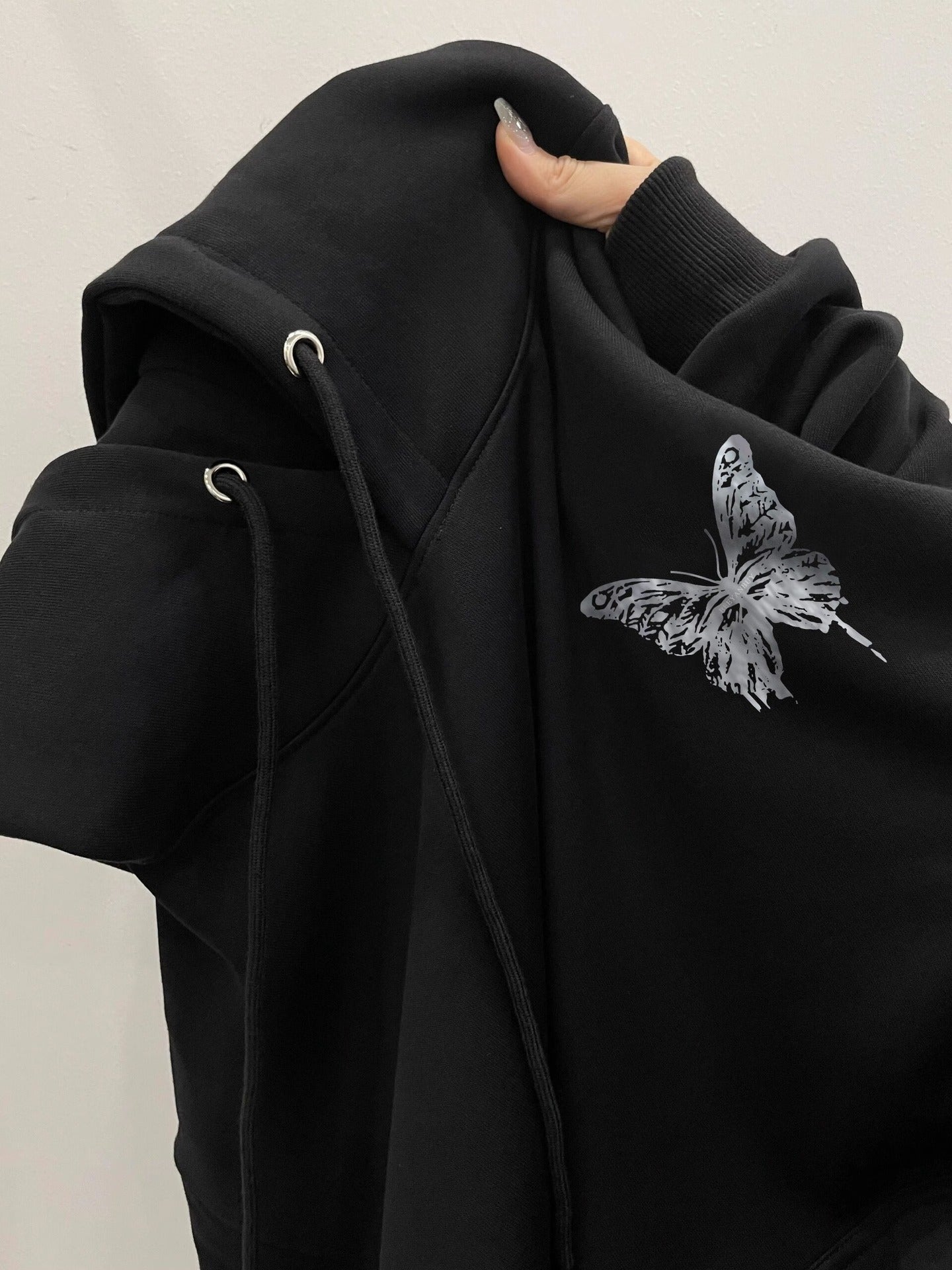 Retro Butterfly Printed Hoodie