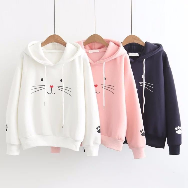 Cute Cat Print Hoodie