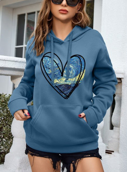 Retro Love Pattern Sheath Hoodie