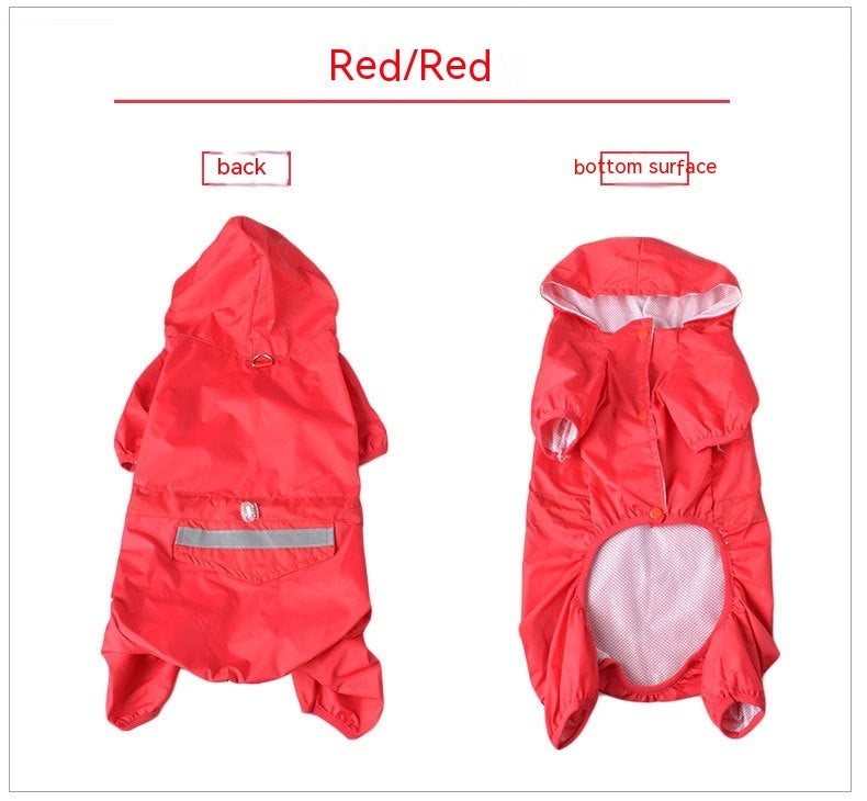 Pet Raincoat Dog Raincoat Four-leg Hooded