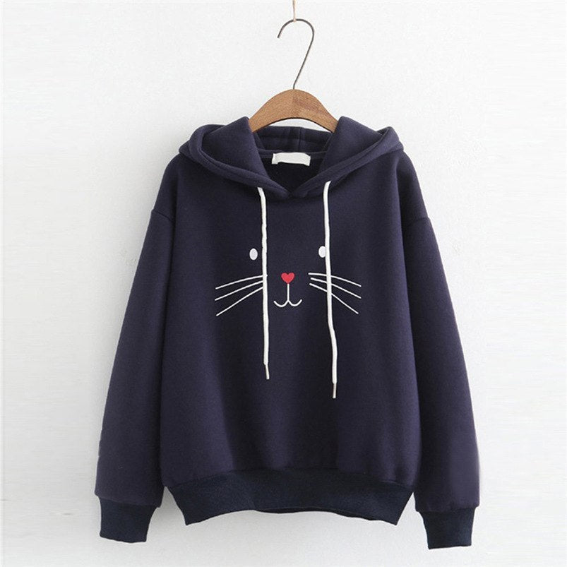 Cute Cat Print Hoodie