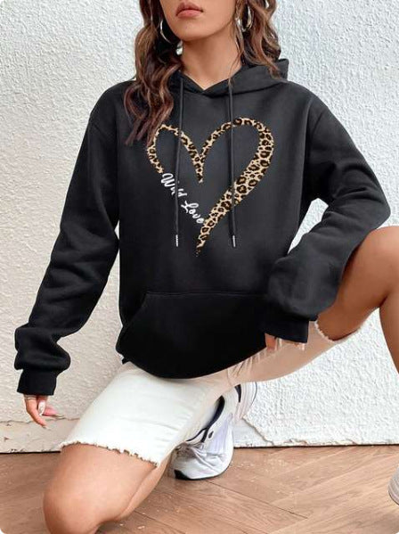 Retro Love Pattern Sheath Hoodie