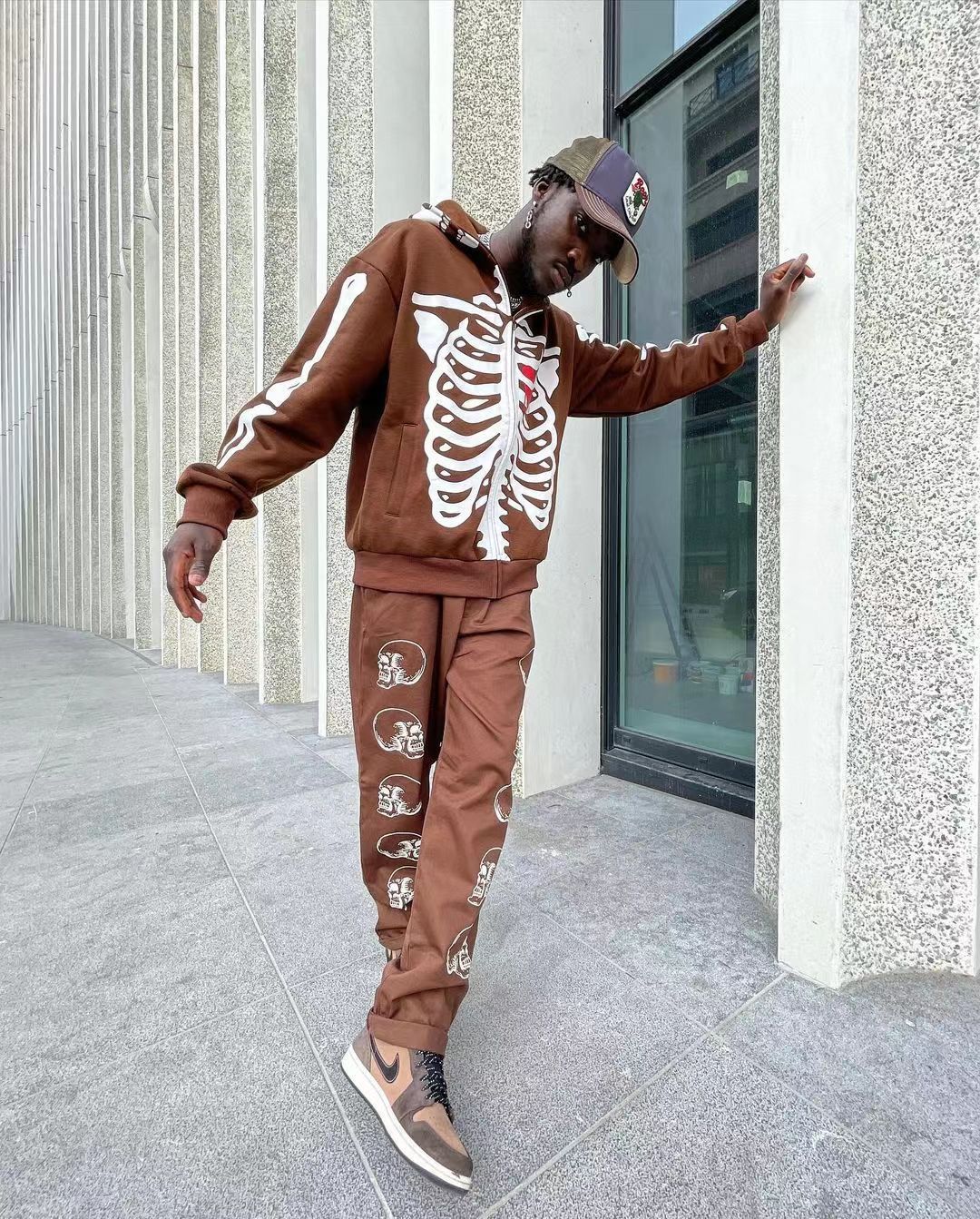 Cross-border Zip Sweater Skull Skeleton Print Hoodie