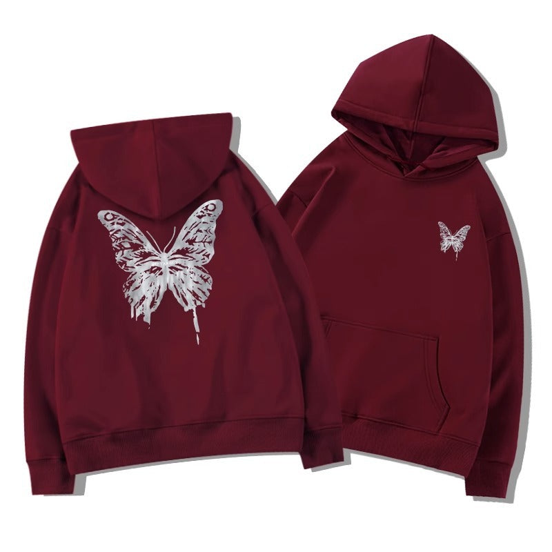 Retro Butterfly Printed Hoodie