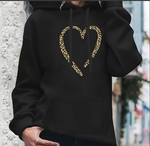 Retro Love Pattern Sheath Hoodie