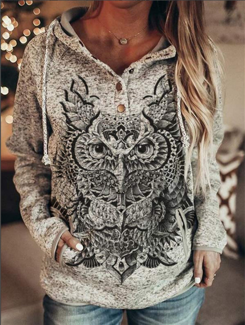 Animal Wolf Print Casual Hoodie