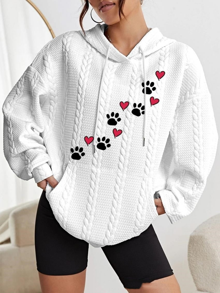 Paw Prints Twisted Cable Hoodie