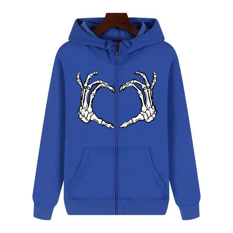Diamond Black Skull Cardigan Hoodie