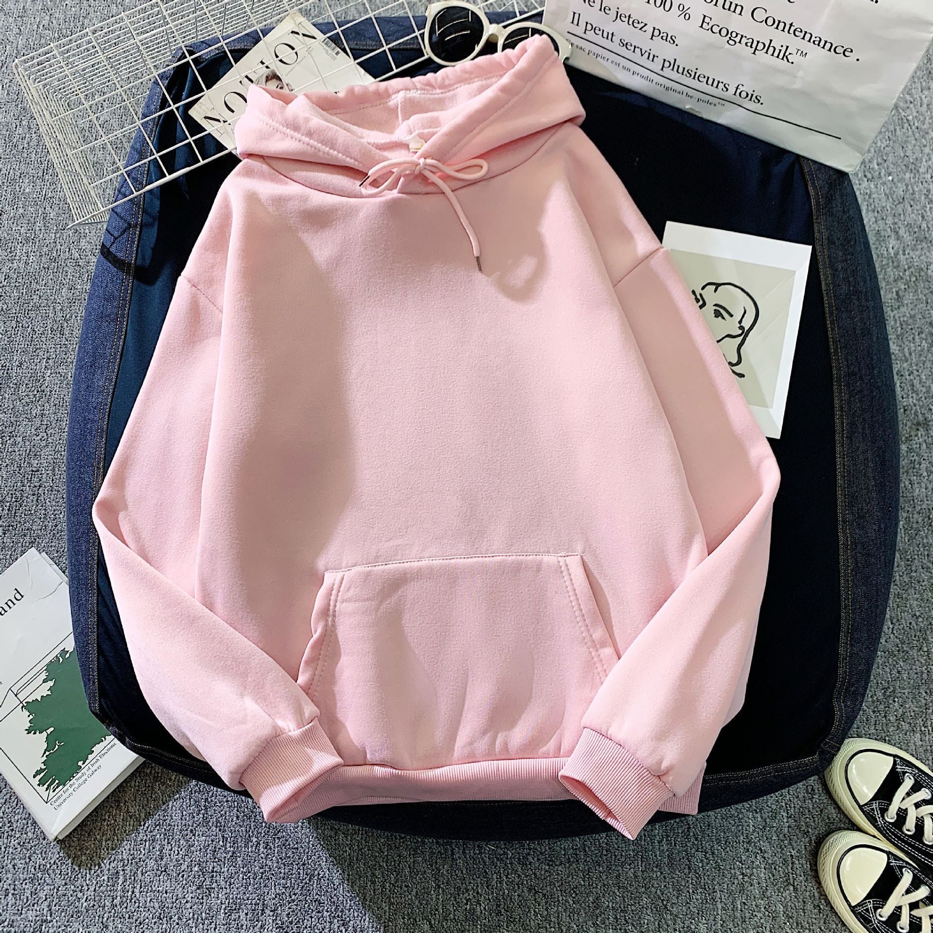 Solid Color Loose Hoodie