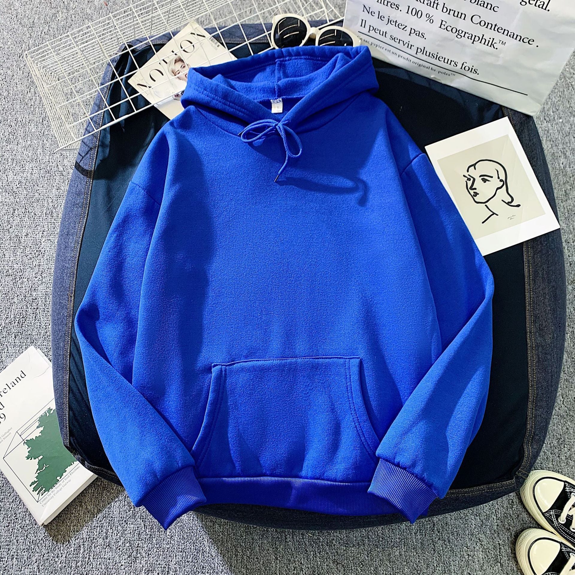 Solid Color Loose Hoodie