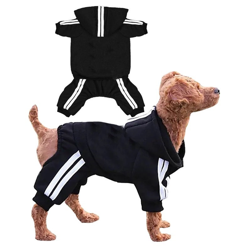 Sporty Striped Dog Hoodie