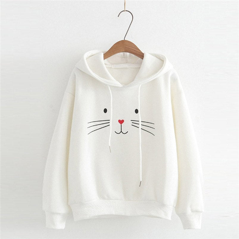 Cute Cat Print Hoodie