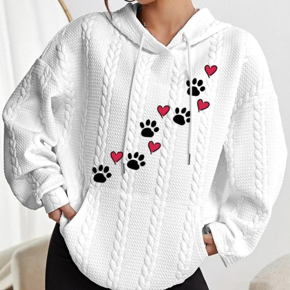 Paw Prints Twisted Cable Hoodie