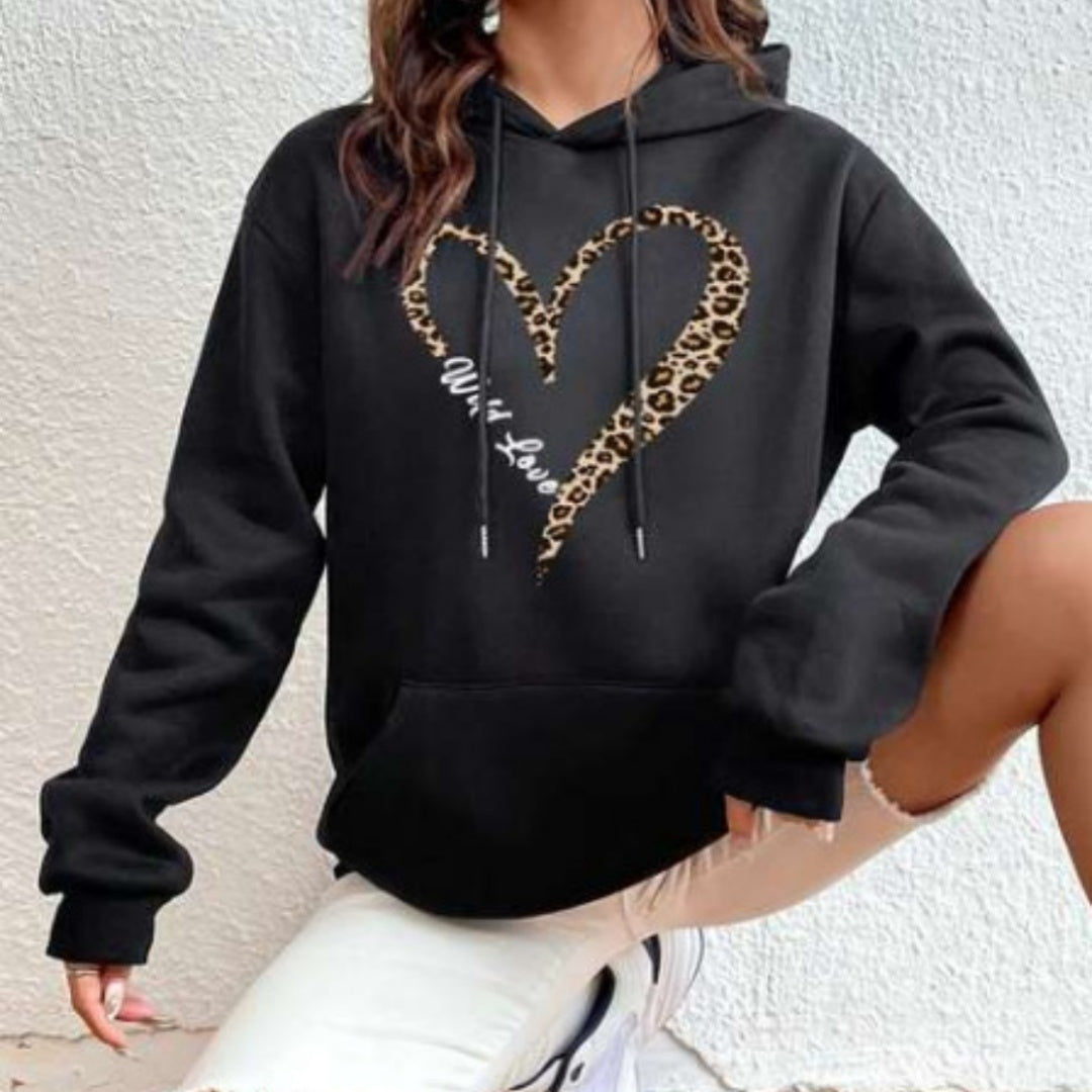 Retro Love Pattern Sheath Hoodie