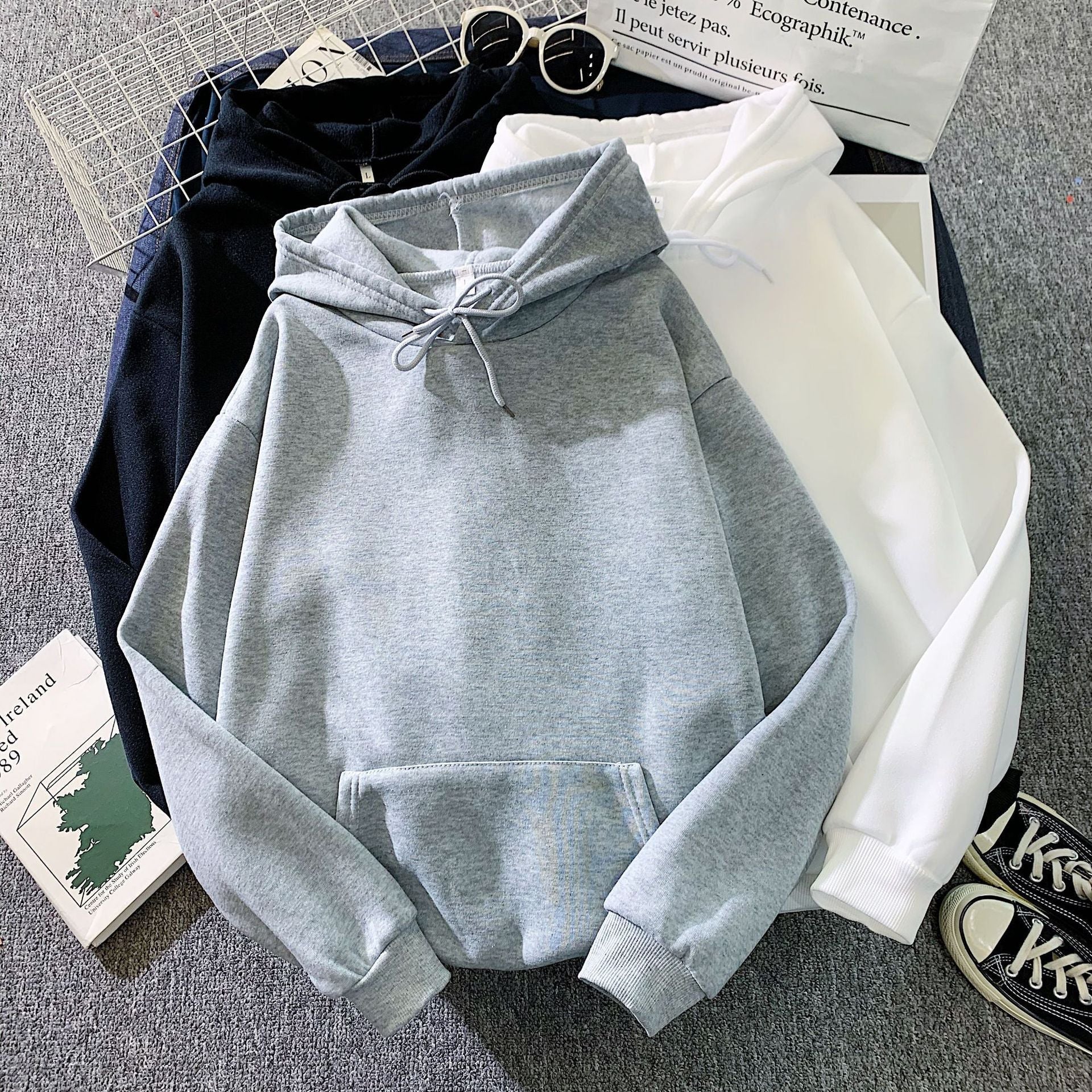 Solid Color Loose Hoodie