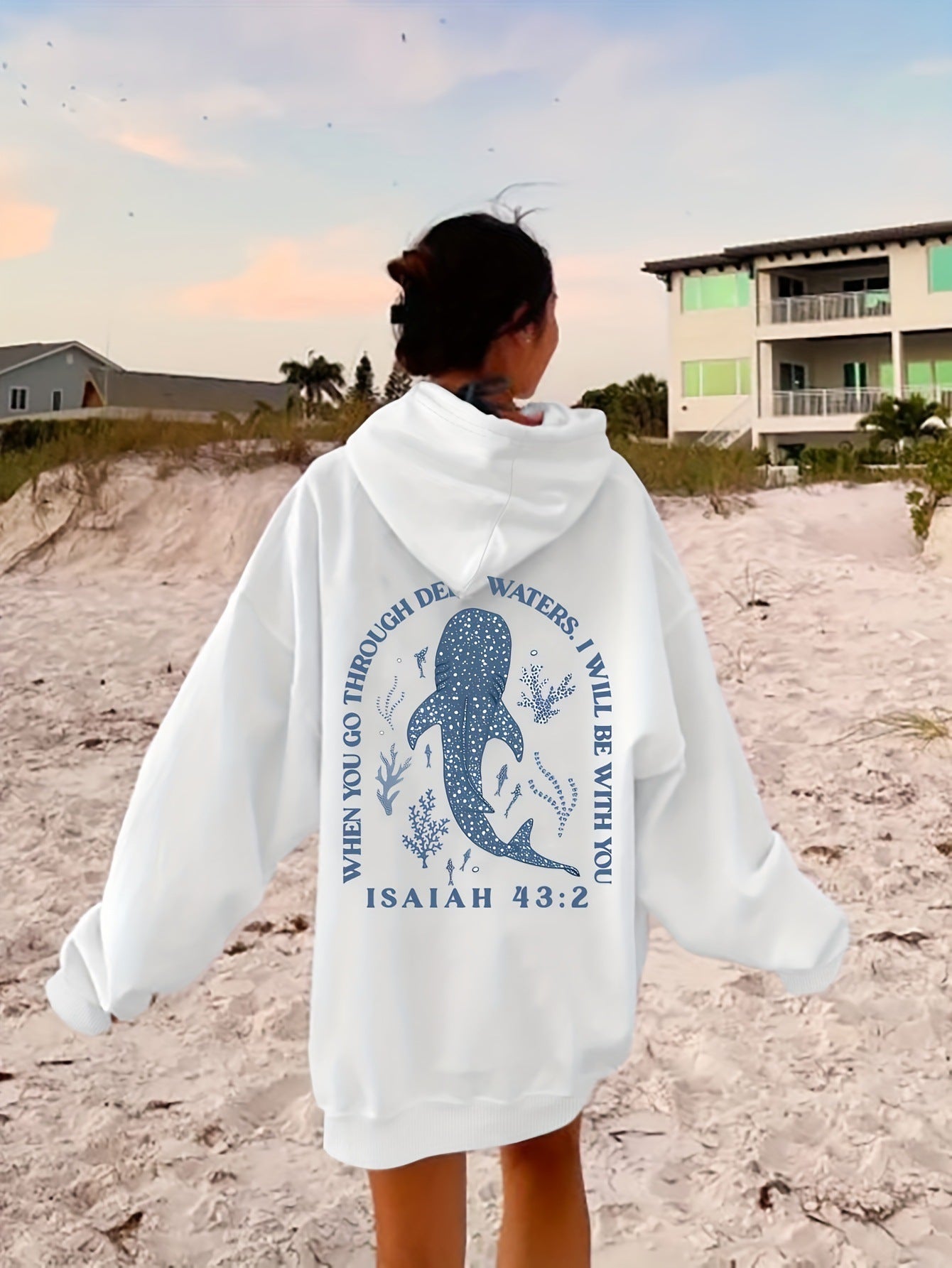 Scripture Whale Printed Hoodie