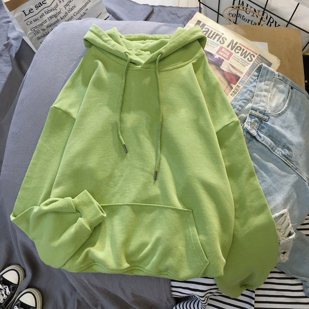 Solid Color Loose Hoodie