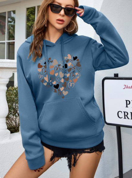 Retro Love Pattern Sheath Hoodie