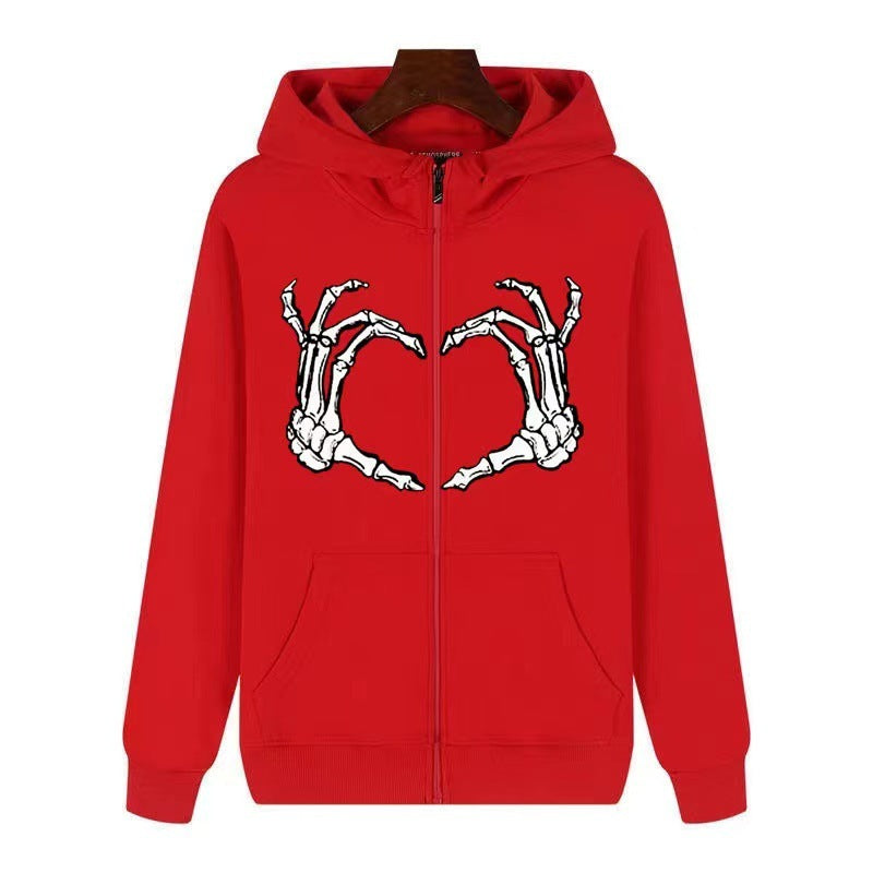 Diamond Black Skull Cardigan Hoodie