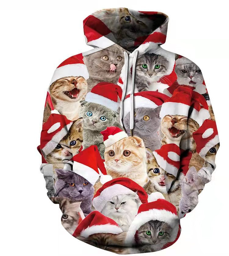 Christmas Cat Digital Printing Hoodie