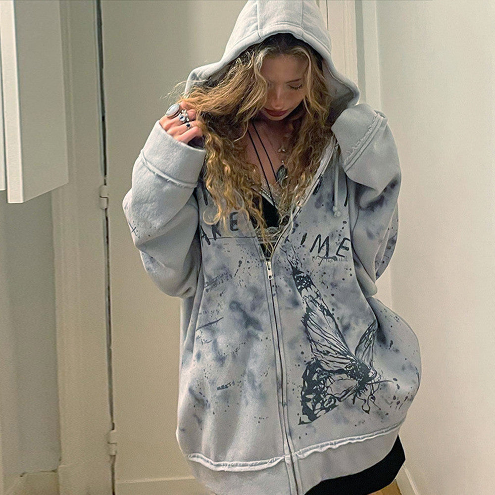 Knitted Butterfly Loose Fit Hoodie
