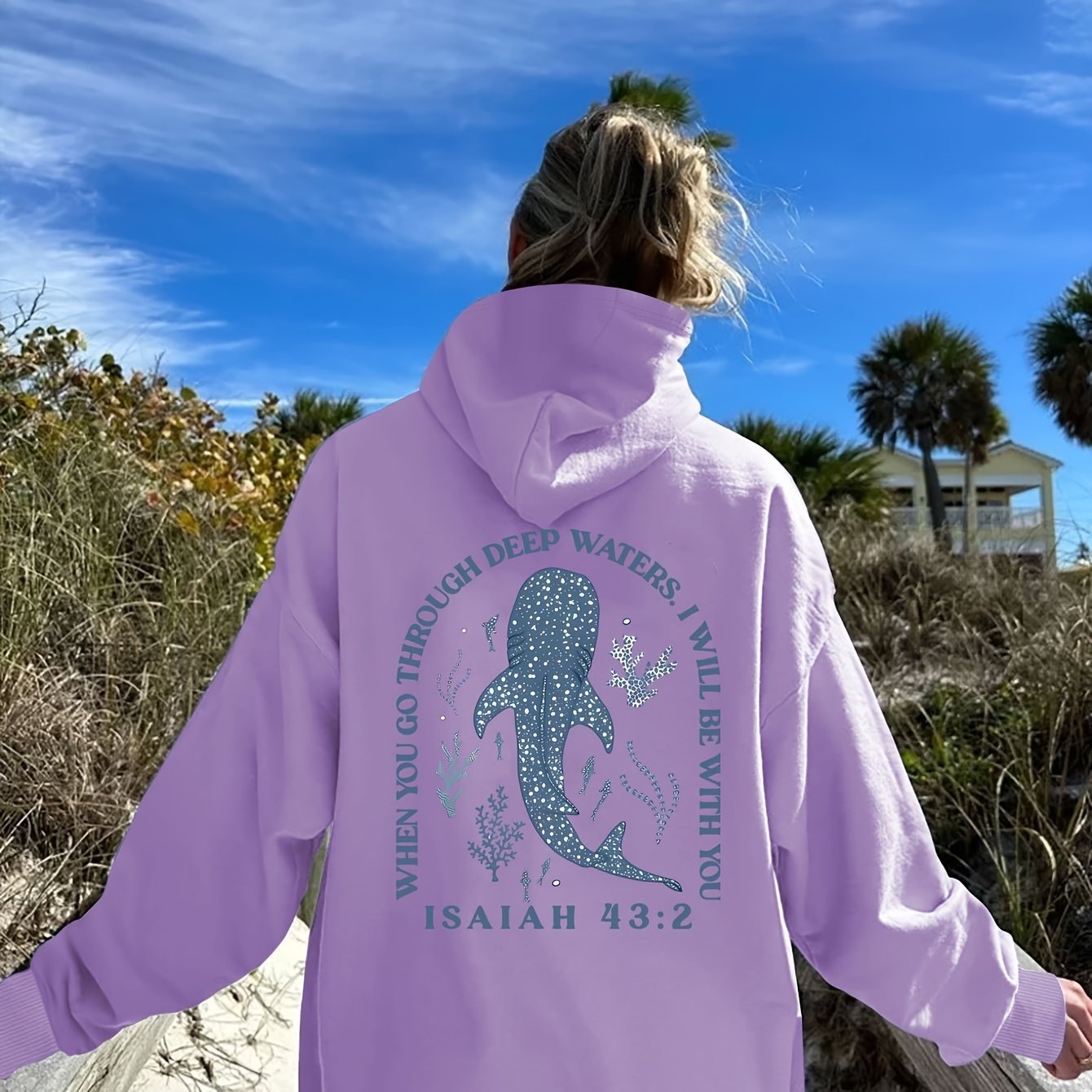 Scripture Whale Printed Hoodie