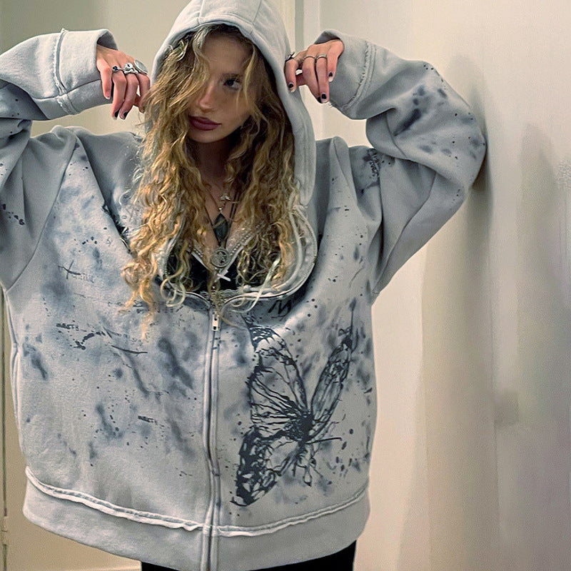 Knitted Butterfly Loose Fit Hoodie