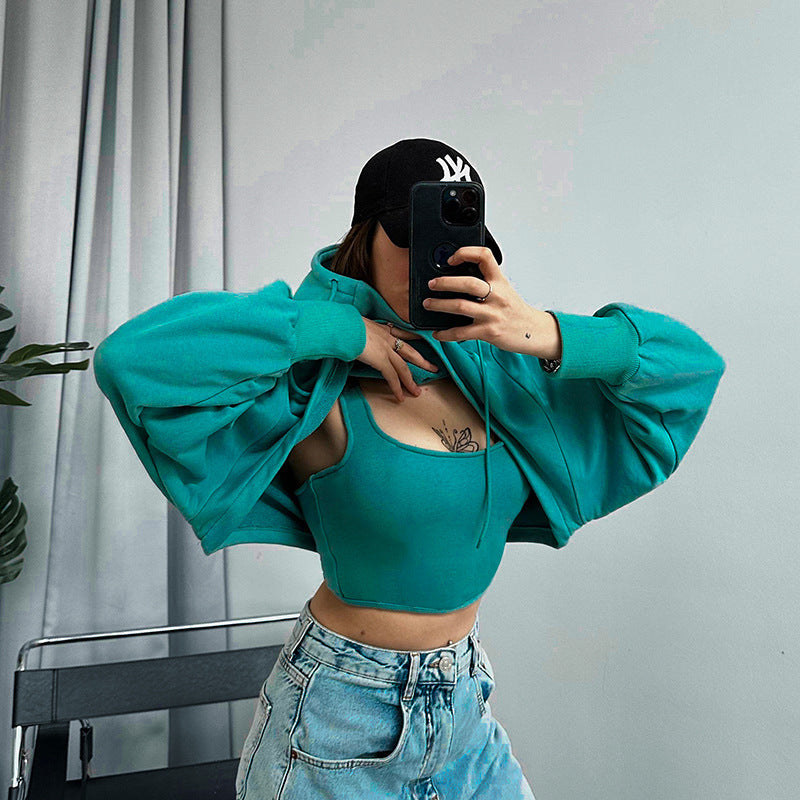 Cropped Cotton Hoodie
