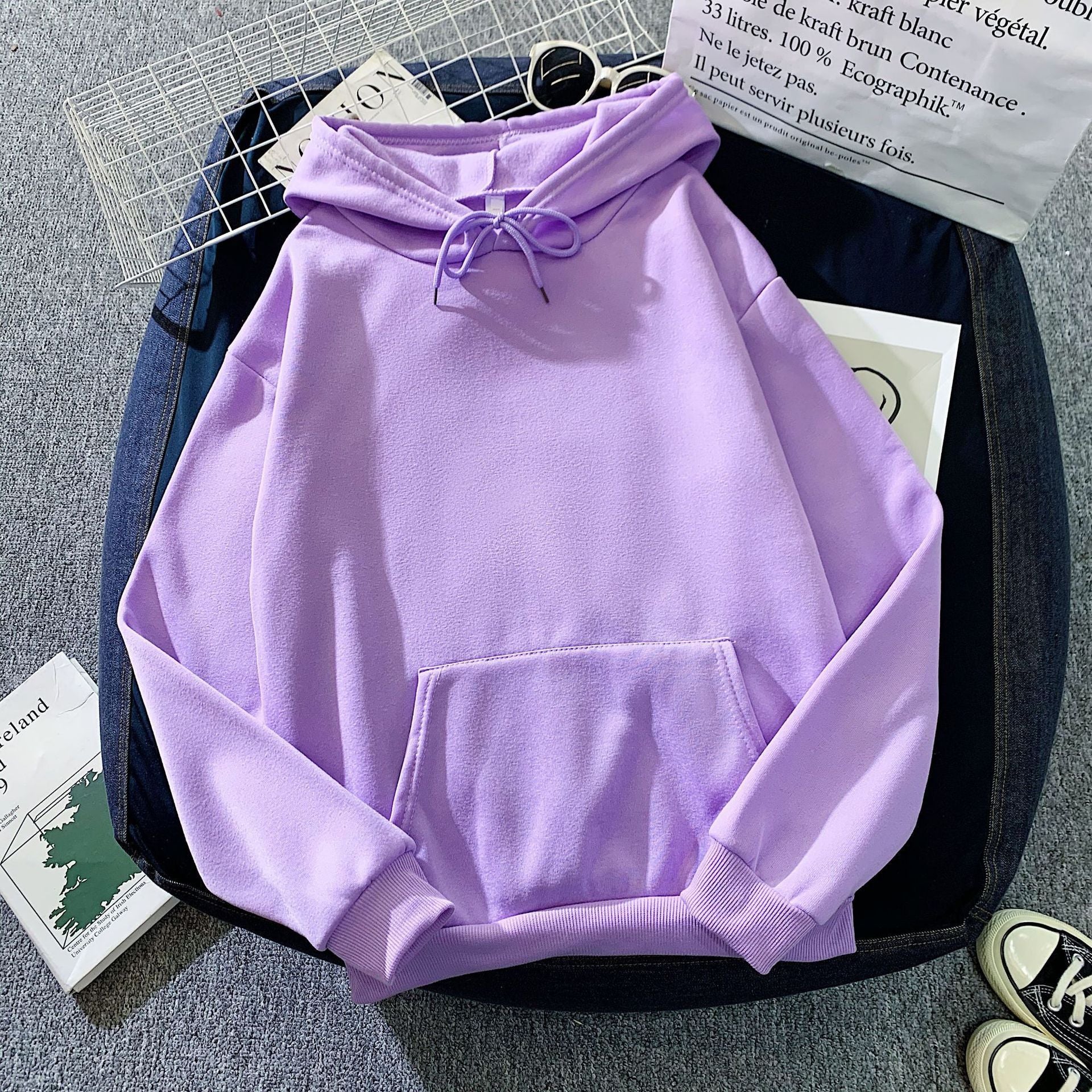 Solid Color Loose Hoodie
