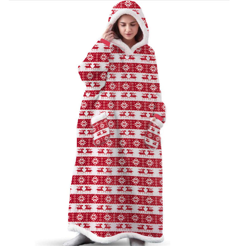 Long Elk Holiday Hooded Blanket