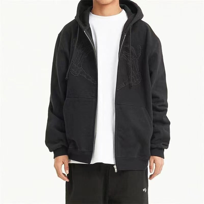 Diamond Black Skull Cardigan Hoodie