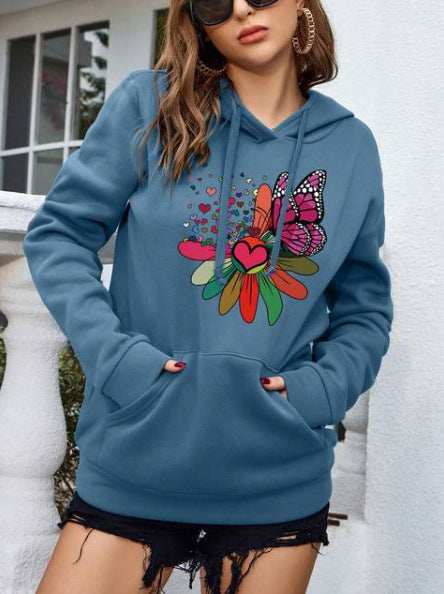 Retro Love Pattern Sheath Hoodie