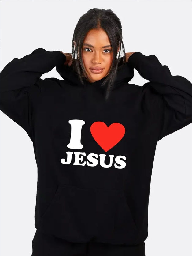 I Love Jesus Print Hoodie