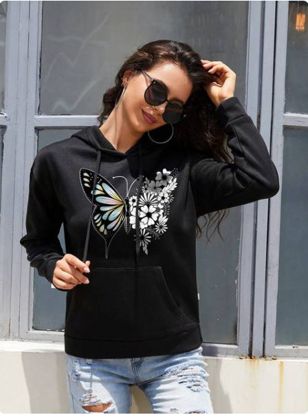 Retro Love Pattern Sheath Hoodie