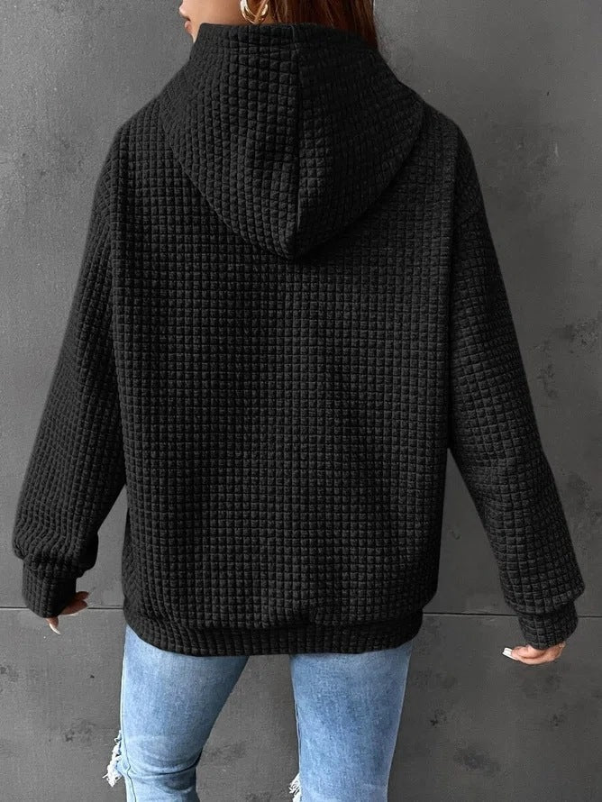 Solid Plaid Design Hoodie