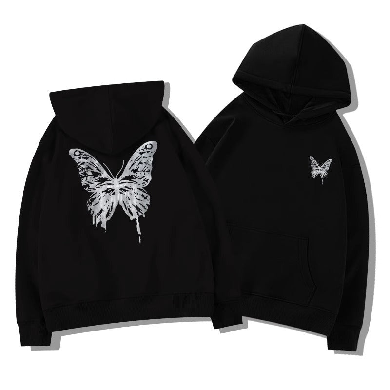 Retro Butterfly Printed Hoodie