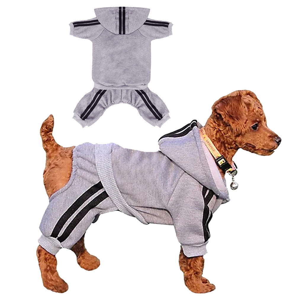 Sporty Striped Dog Hoodie