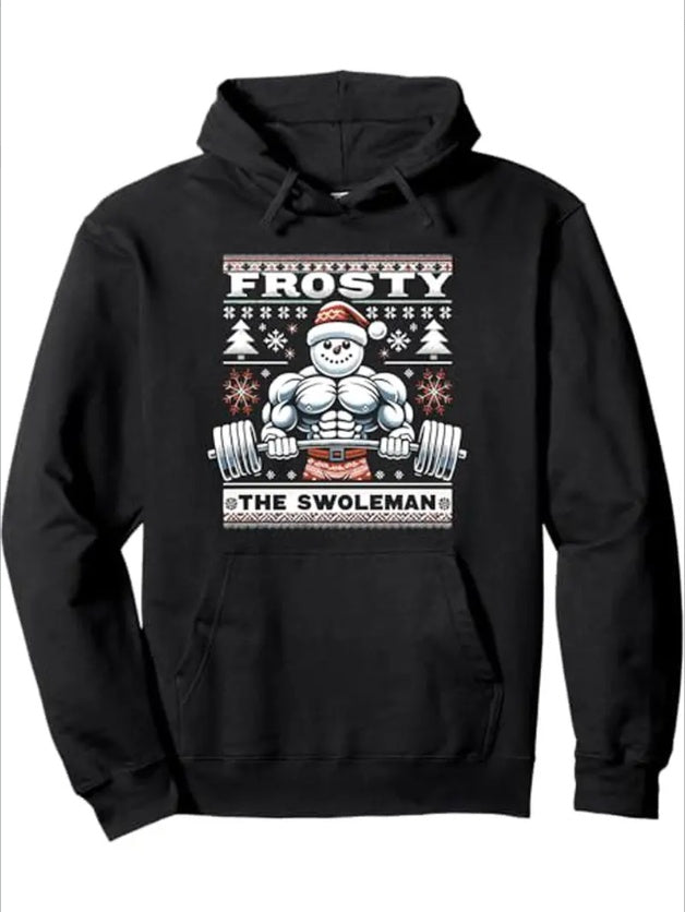 Frosty The Swoleman Ugly Christmas Gym Hoodie