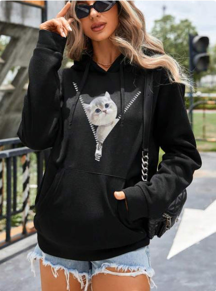 Retro Love Pattern Sheath Hoodie