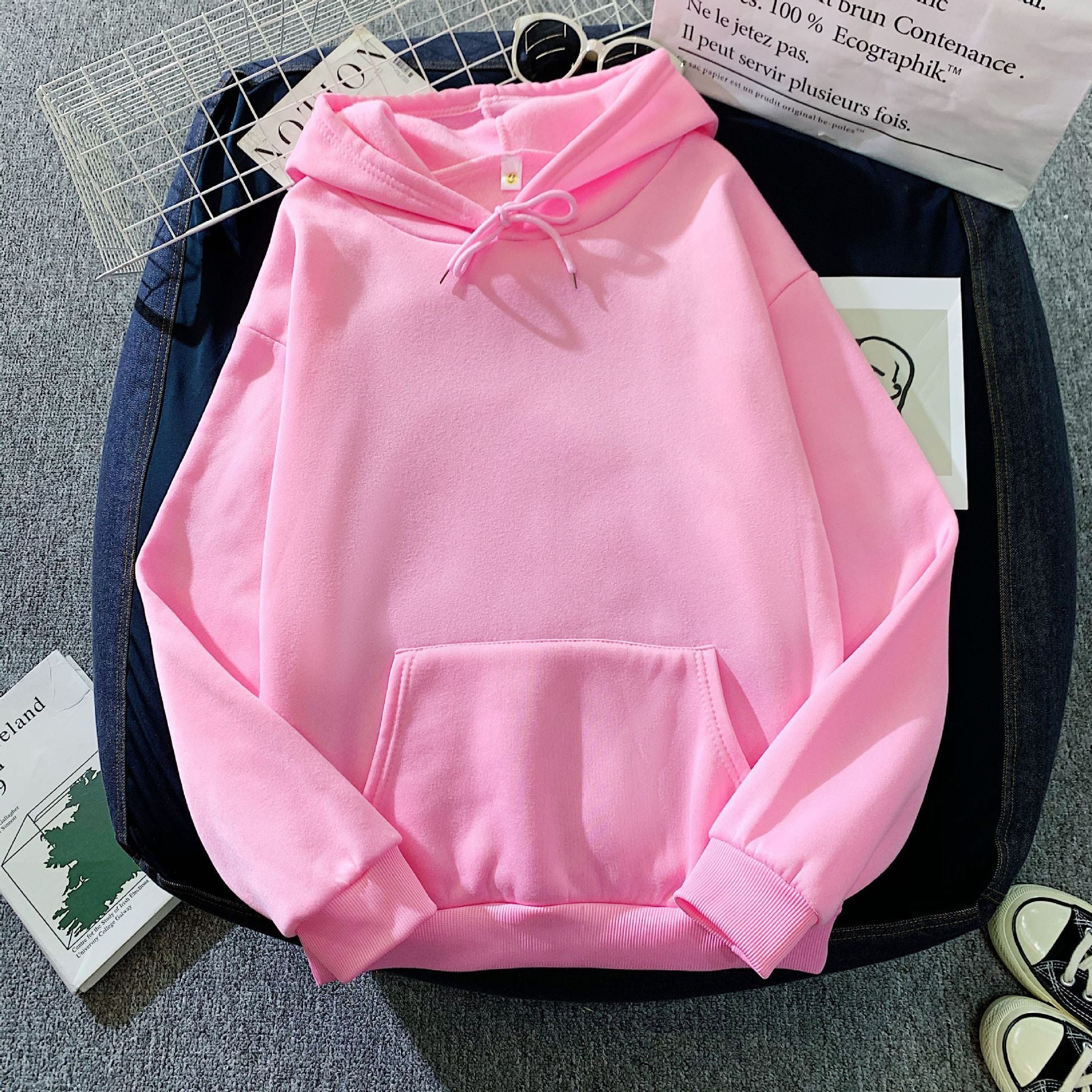 Solid Color Loose Hoodie