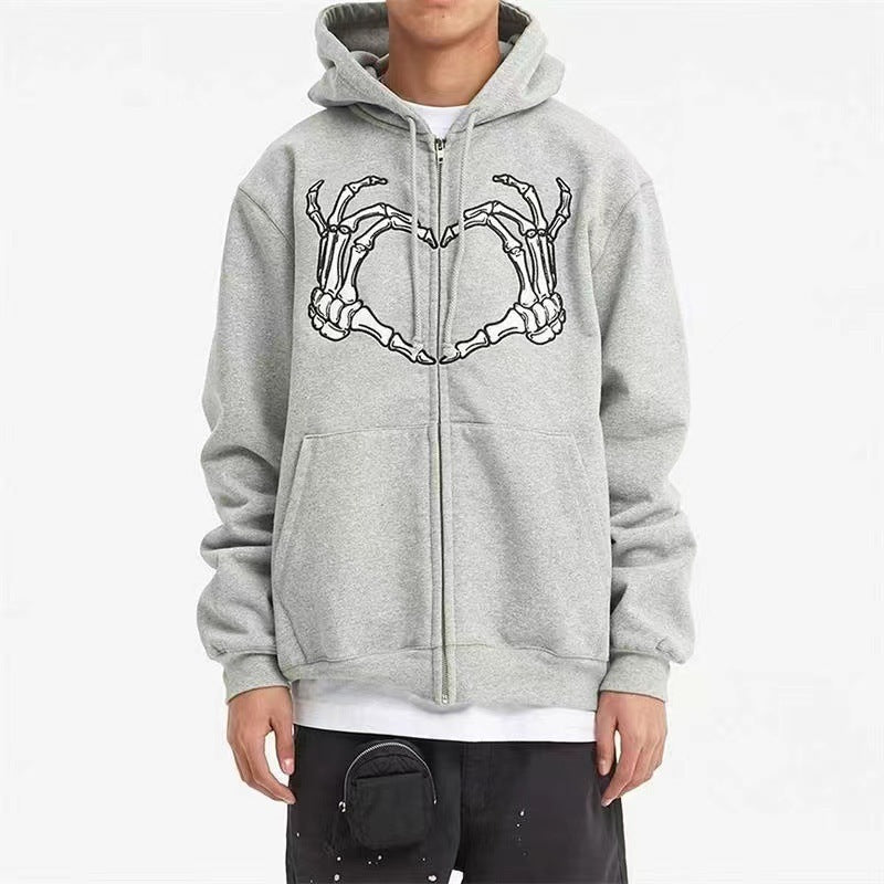 Diamond Black Skull Cardigan Hoodie