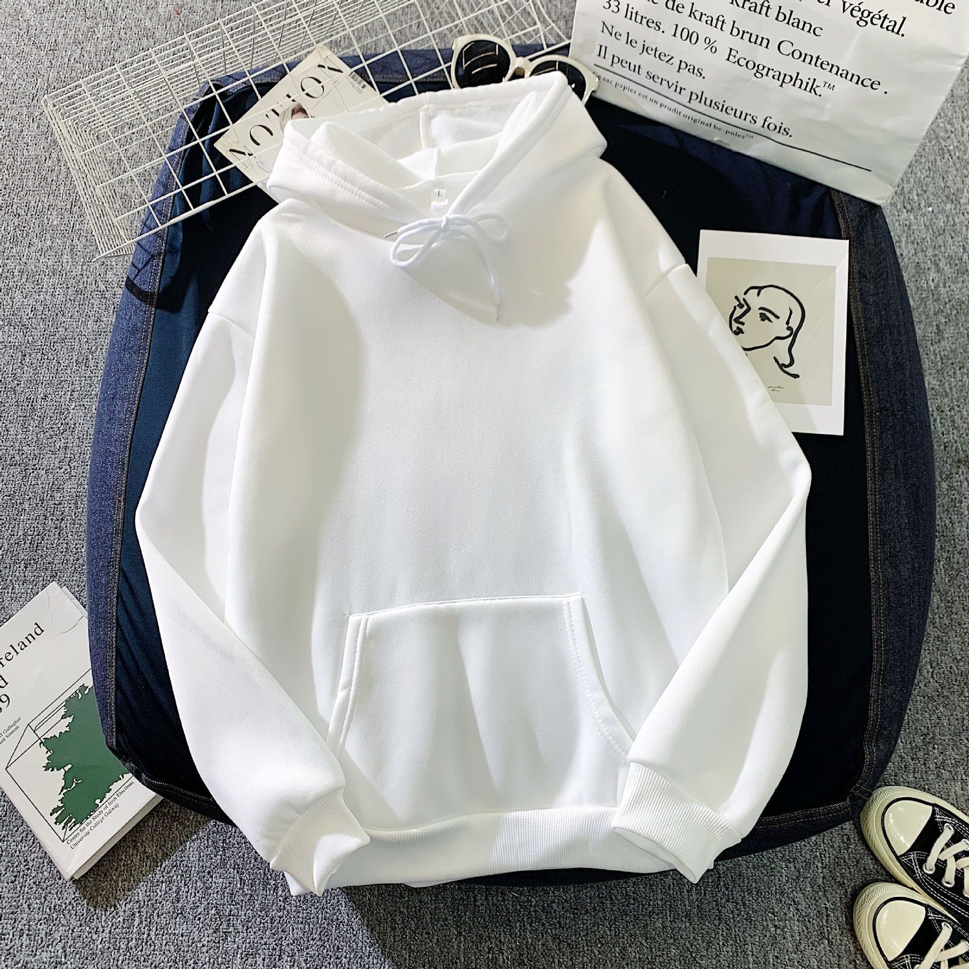 Solid Color Loose Hoodie