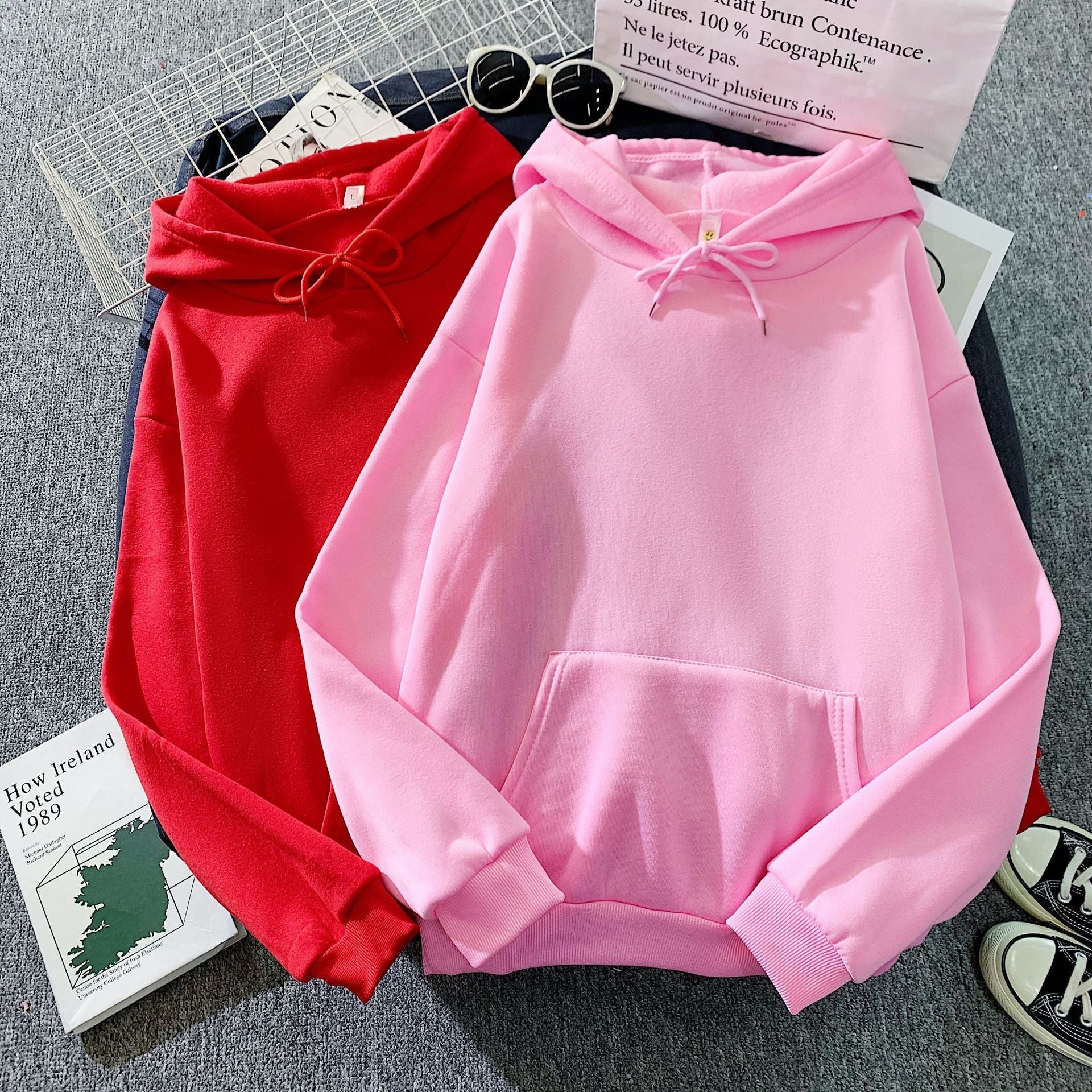 Solid Color Loose Hoodie