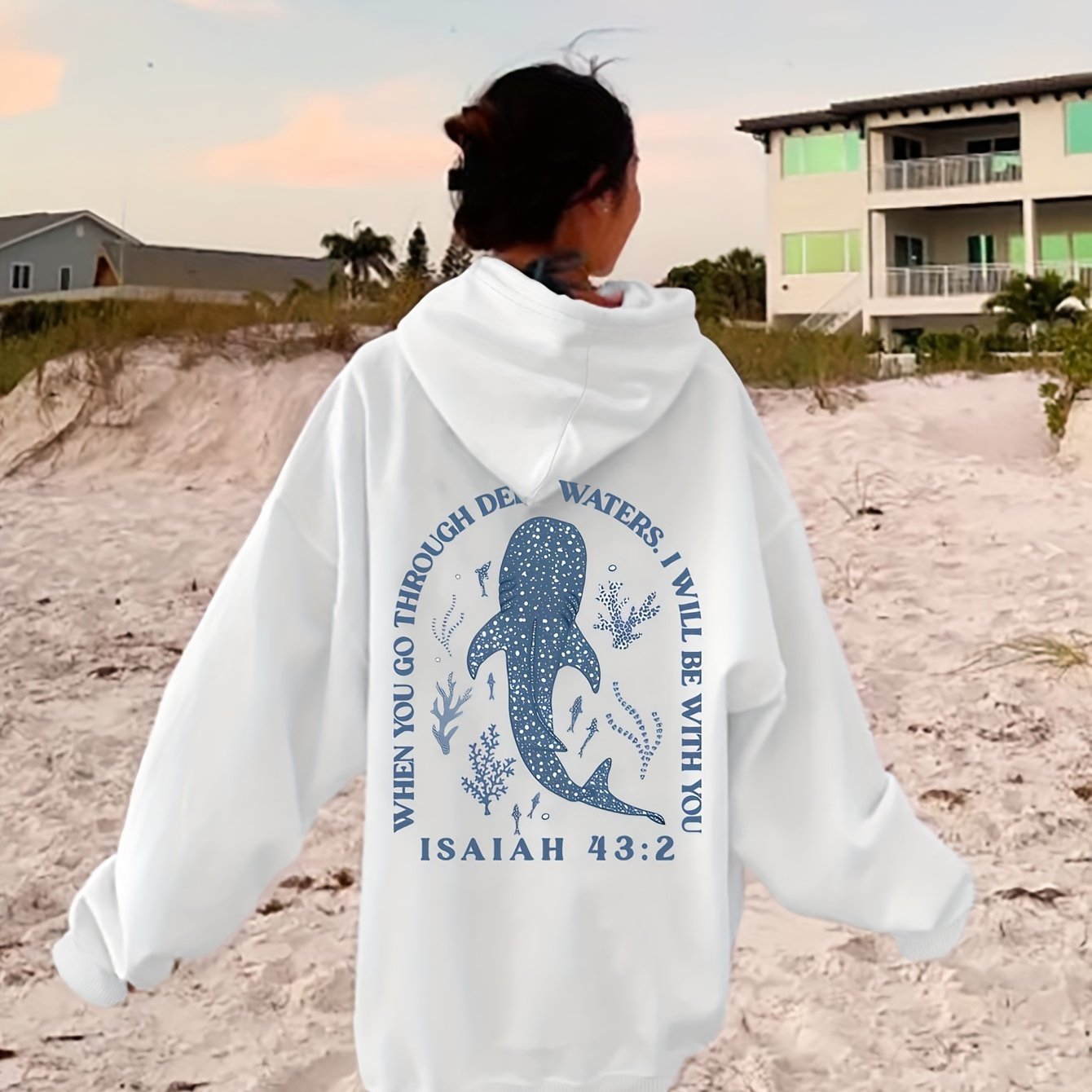 Scripture Whale Printed Hoodie